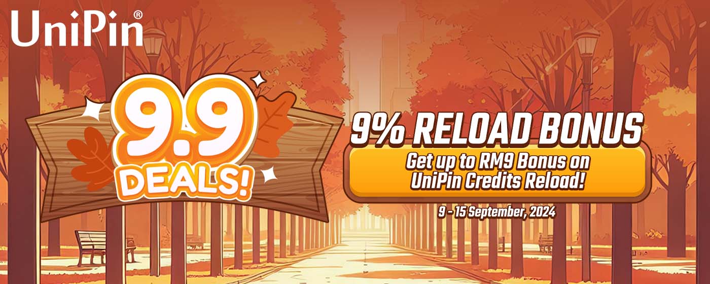 Enjoy The Nine-tastic 9.9 Day With UniPin Credits 9% Reload Bonus! (MY)